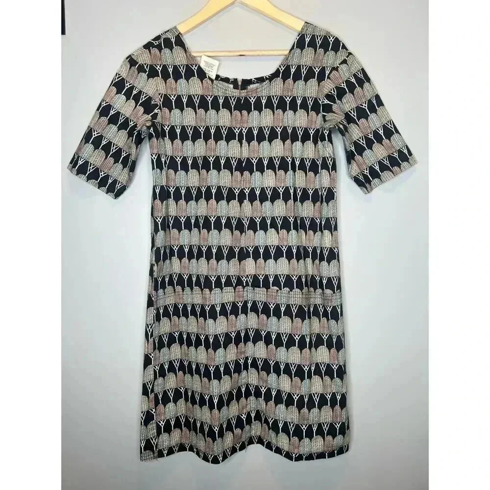 Anthropologie spun 100% organic cotton knee Lenght dress abstract boho sze Small